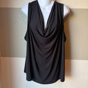 Calvin Klein Women’s Plus 3X Black Sleeveless Cowl Drape Neck Top Blouse